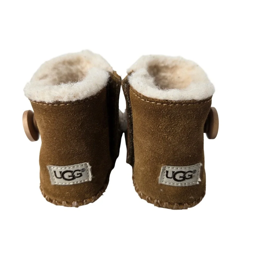 UGG Lemmy II Bootie Size 2/3 Chestnut Suede Sheepskin Infant Boots #1609